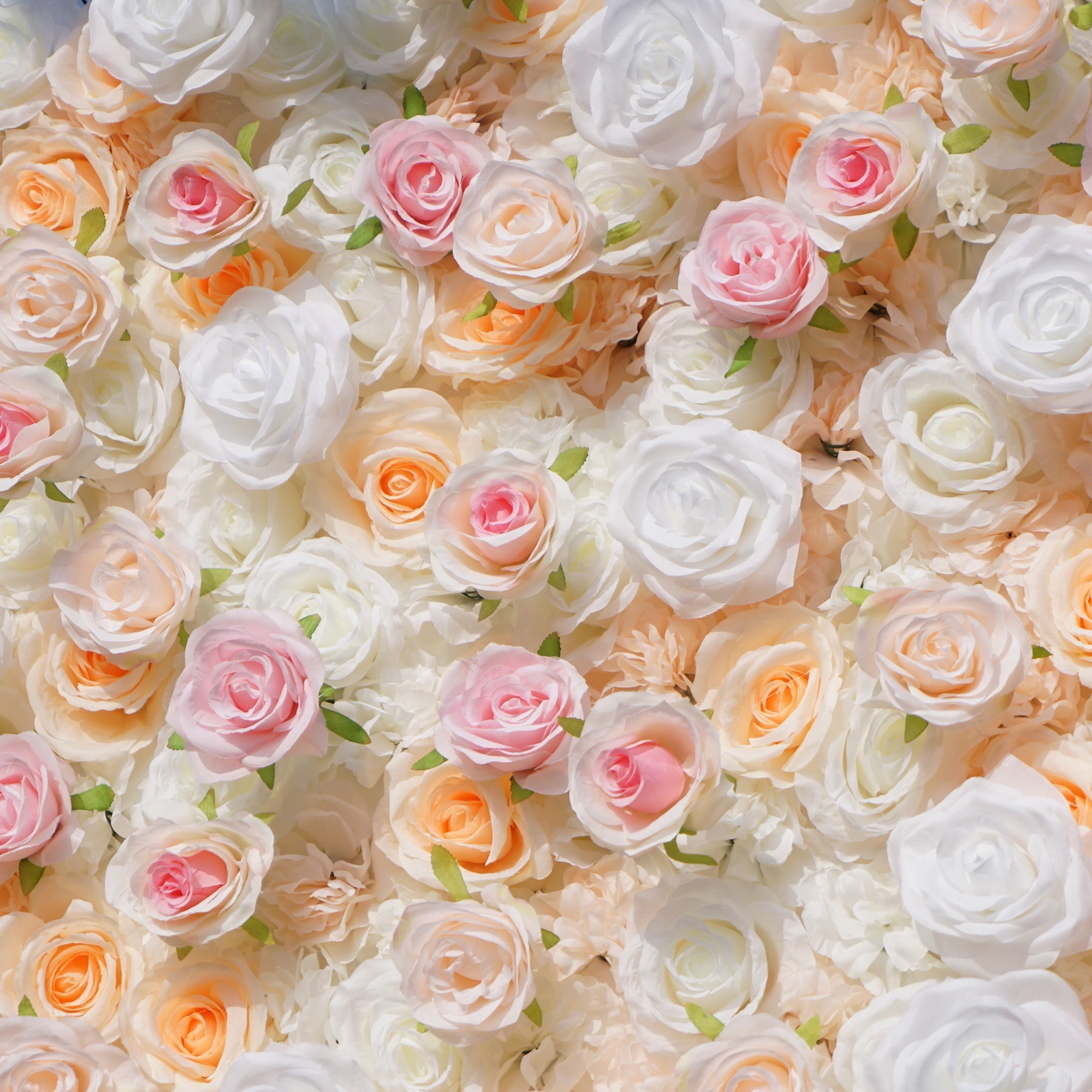 Artificial Floral Backdrop with Mixed Peach Pink and White Roses - Perfect for Garden Weddings and Outdoor Events and Photography - VF - 823