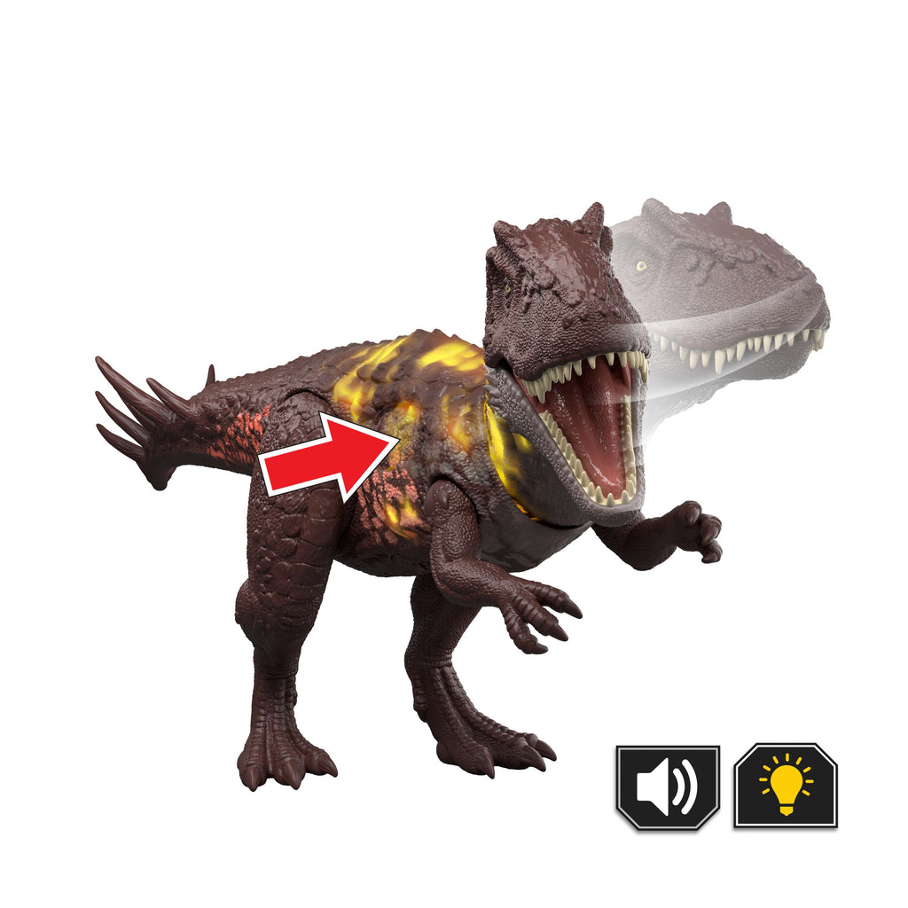 Jurassic World Wild Roar Metriacanthosaurus Dinosaur Action Figure Toy, Sounds & Attack & Lights