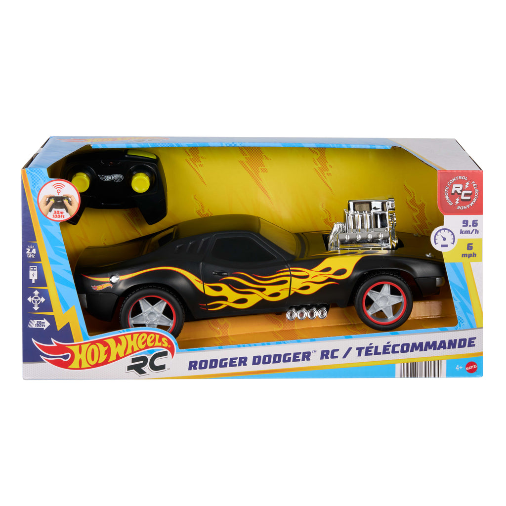 Hot Wheels RC 1:16 Scale Rodger Dodger, Remote-Control Toy Car, Battery-Operated