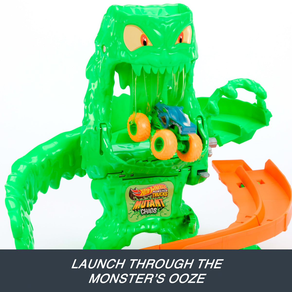 Hot Wheels Monster Trucks Mutant Monster Takedown Playset With Toy Truck & Slime