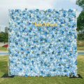 ValarFlowers Azure Adoration: An Enchanting Ballet of Mixed Baby Blue and White Green Flower Blooms and Whispering Waves Floral Wall- VF-067