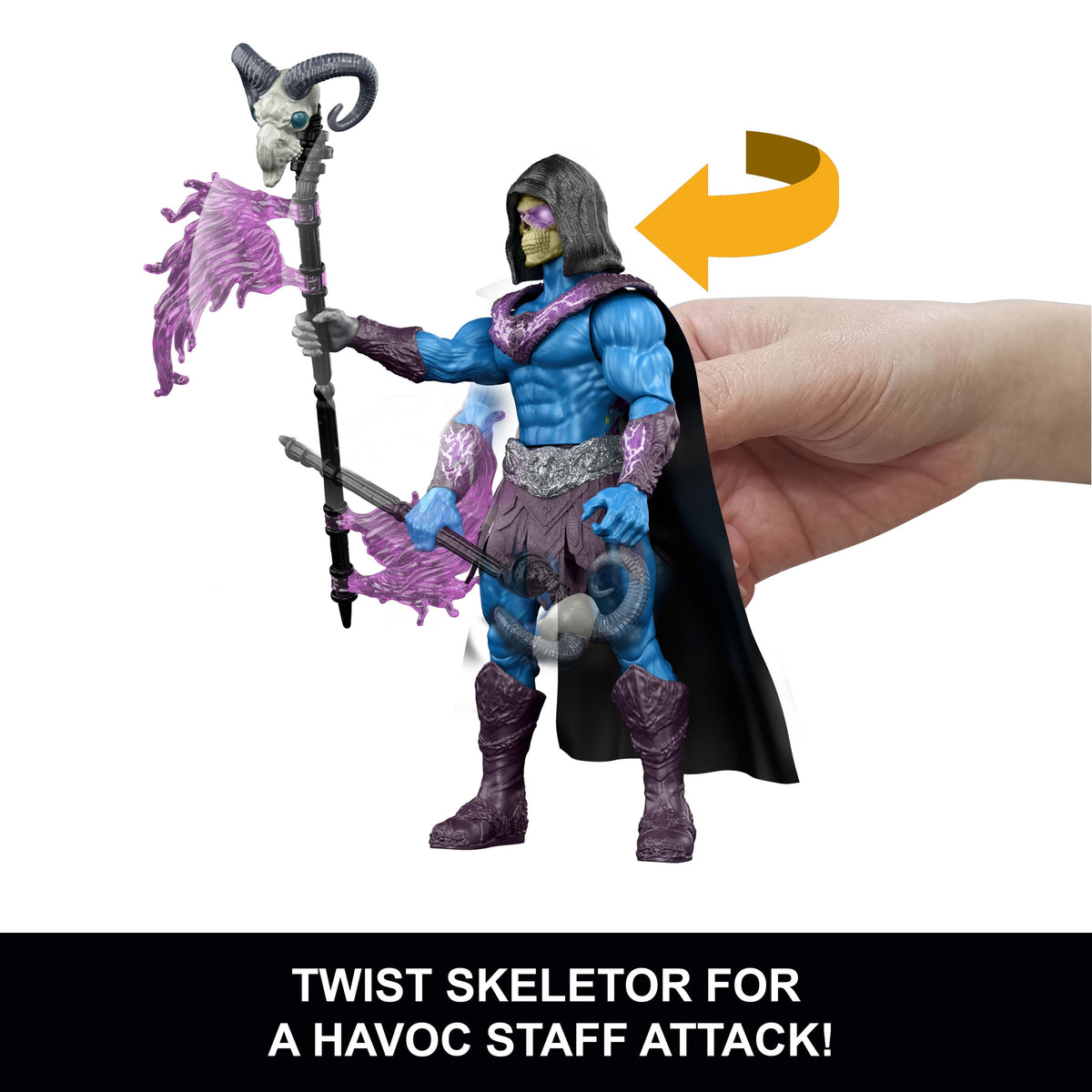Masters Of The Universe Skeletor Havoc Staff Attack Feature Figure, 5.5 Inch Twist & Release Toy