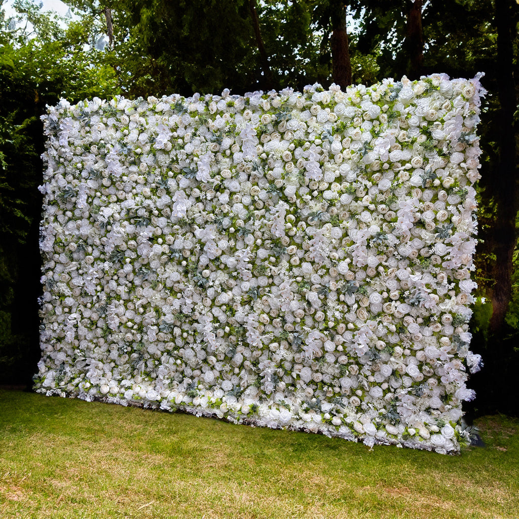Roll Up Fabric Gorgeous Artificial Flower Wall - The White & Green  Epitome of Wedding and Event Decoration-VF-801