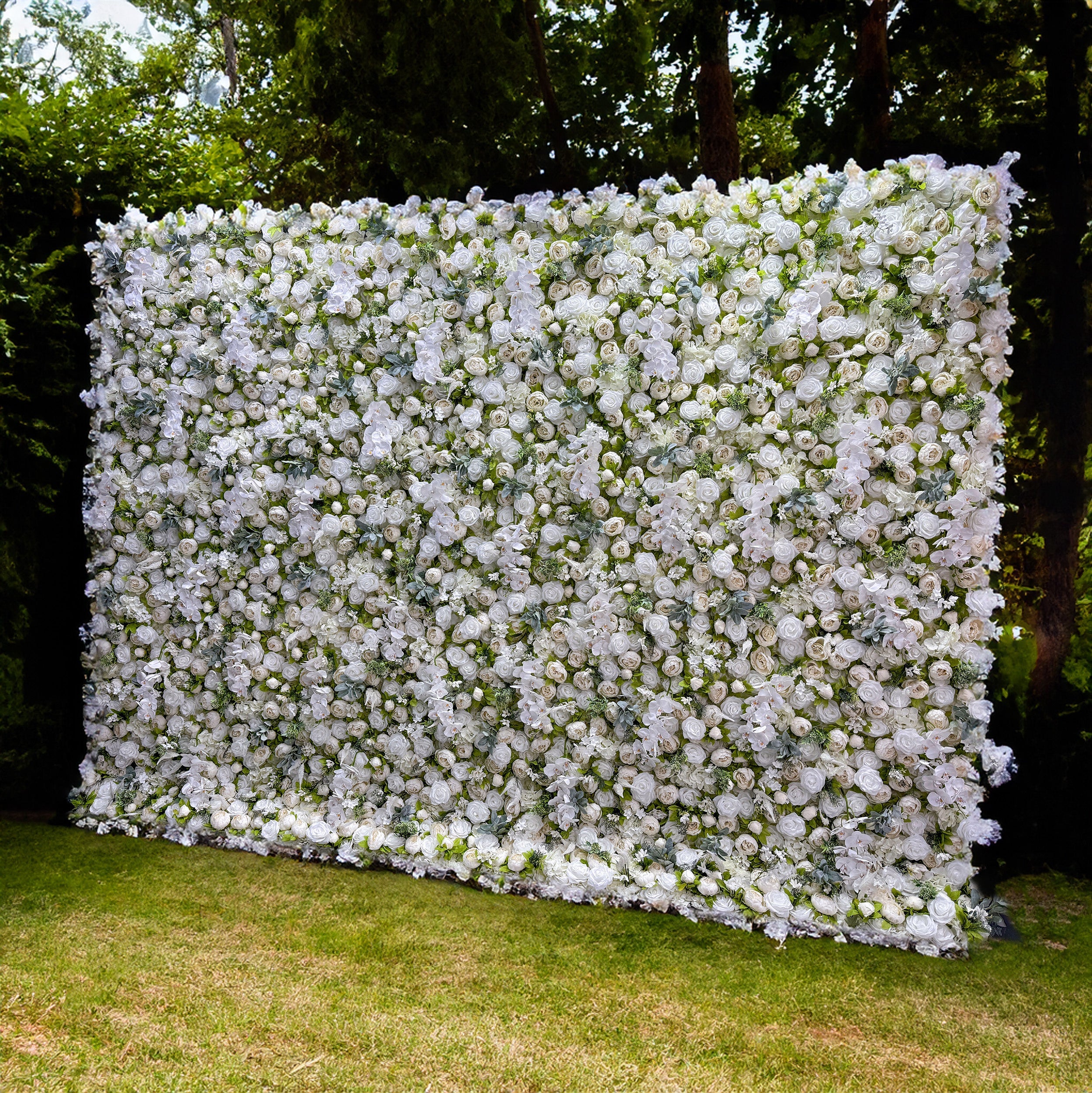 Roll Up Fabric Gorgeous Artificial Flower Wall - The White & Green  Epitome of Wedding and Event Decoration-VF-801
