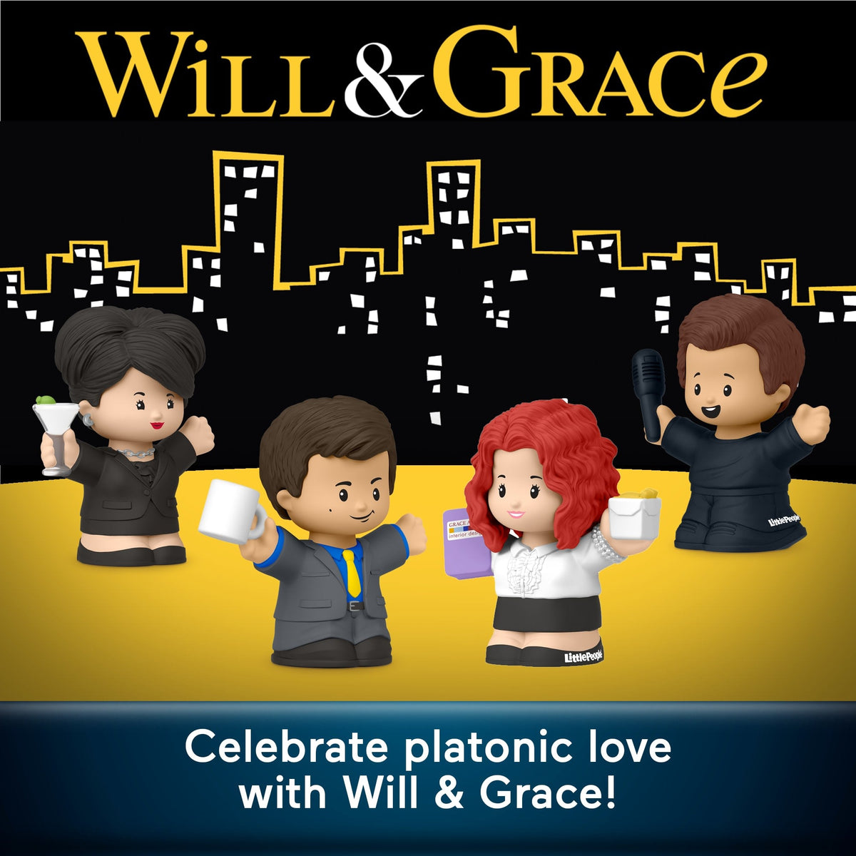 Little People Collector Will And Grace Tv Series Special Edition Set For Adults & Fans, 4 Figures