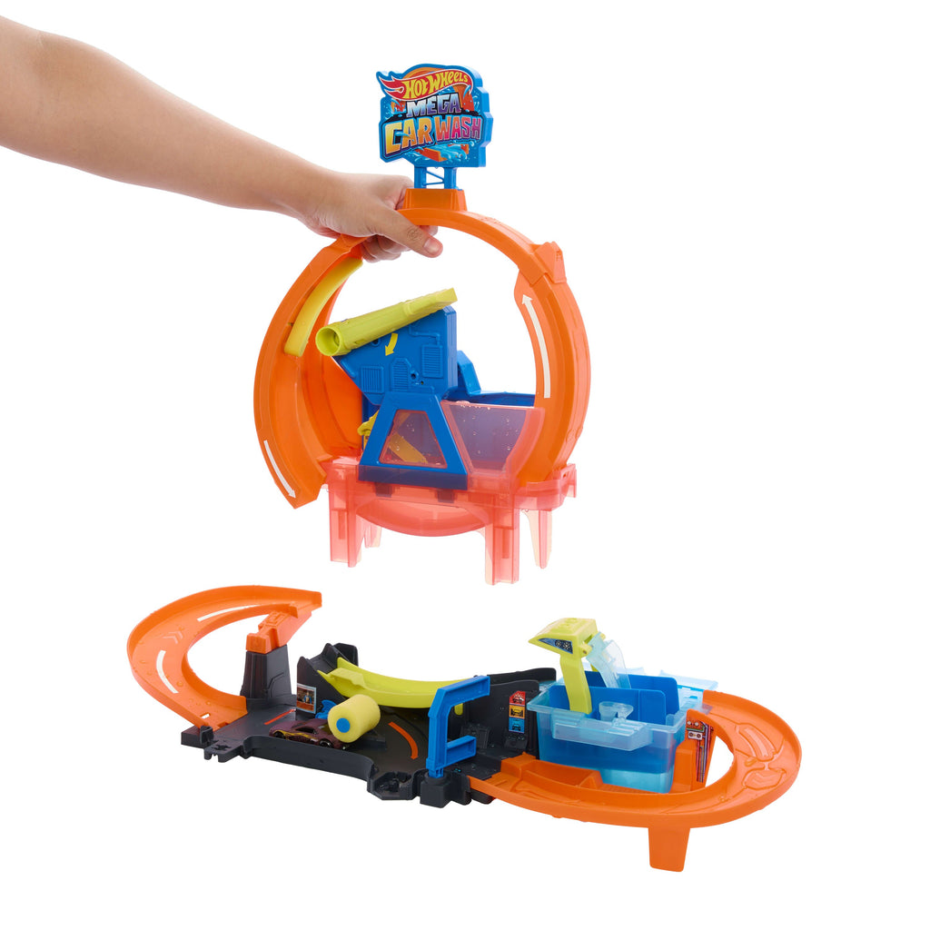 Hot Wheels City MEGA Loop Car Wash Playset & 1 Hot Wheels Color Shifters in 1:64 Scale