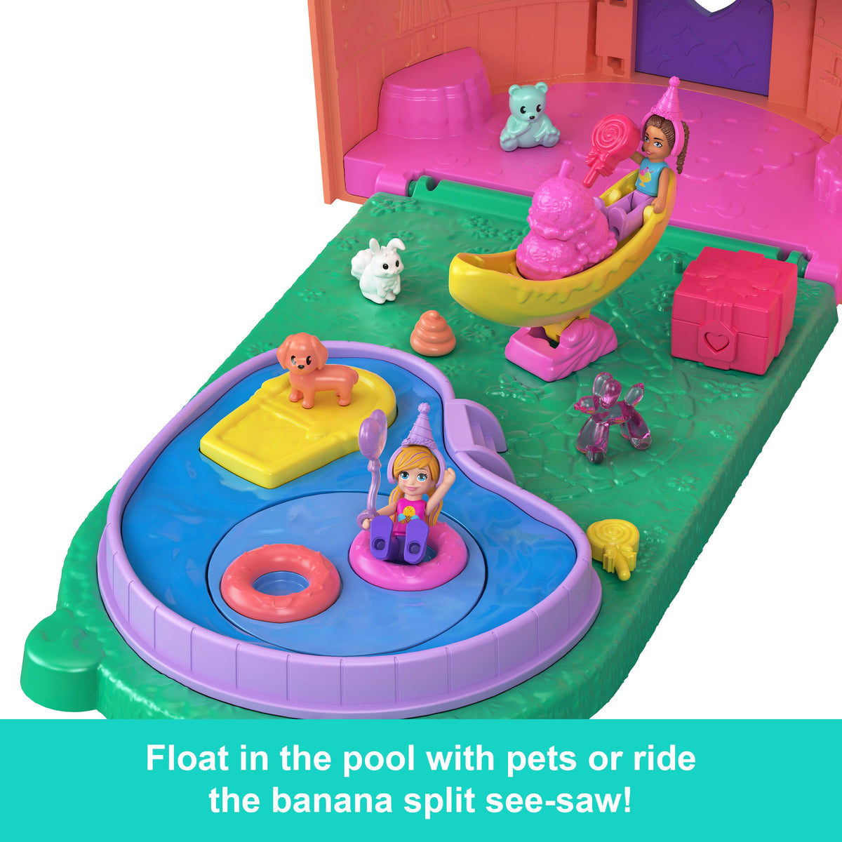 Polly Pocket Dolls And Playset, Gelato House With Elevator, Ice Cream Theme With 25+ Accessories Including Furniture And Pets