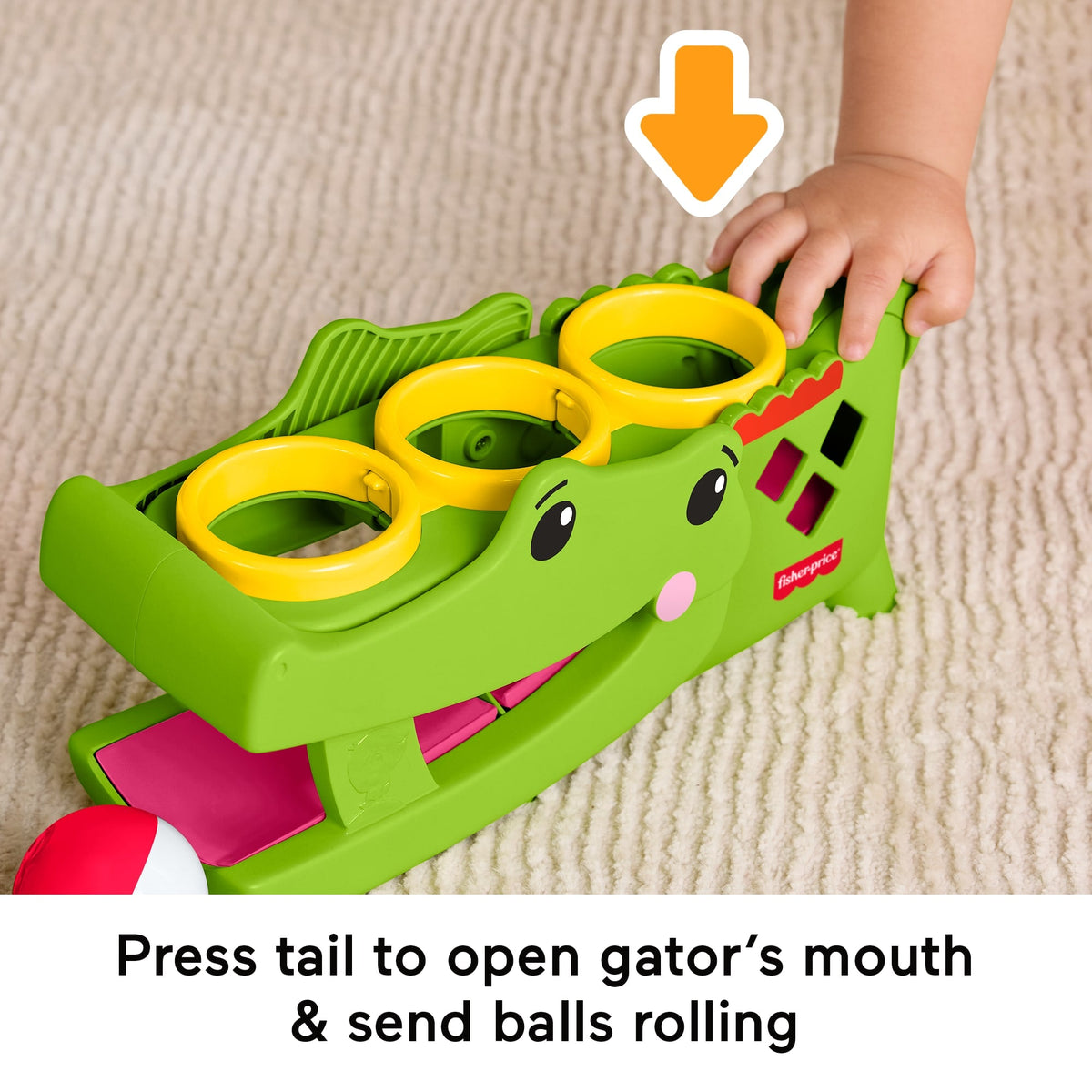 Fisher-Price Sit & Tap Rolligator, Pounding Activity Toy For Baby Crawling Play, 3 Balls & Hammer