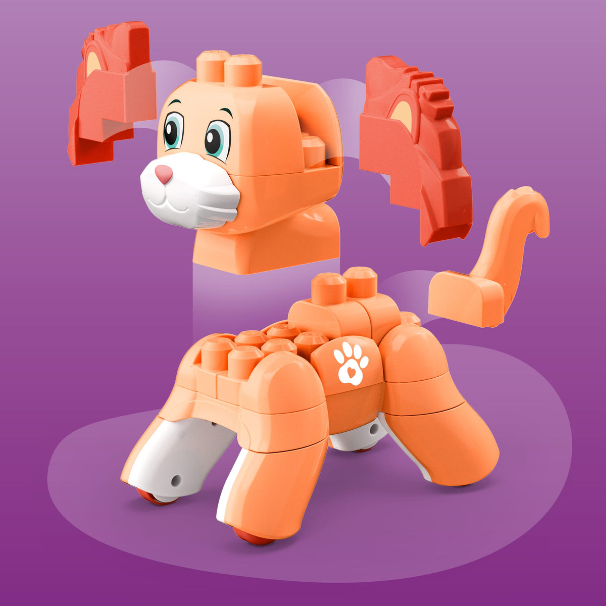 MEGA BLOKS Fisher-Price Rolling Kitten Block Toy With Rolling Wheels (25 Pieces) For Kids