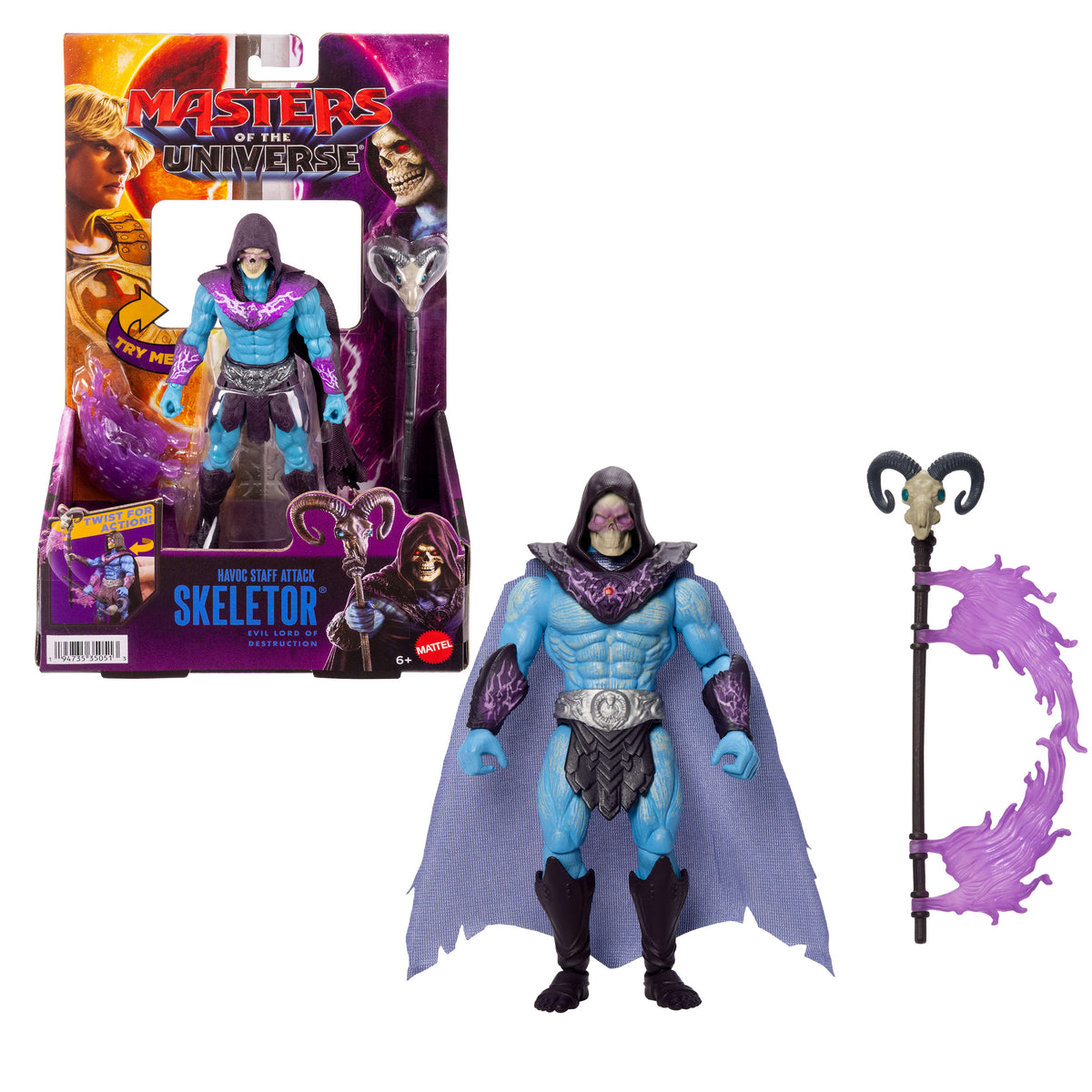 Masters Of The Universe Skeletor Havoc Staff Attack Feature Figure, 5.5 Inch Twist & Release Toy