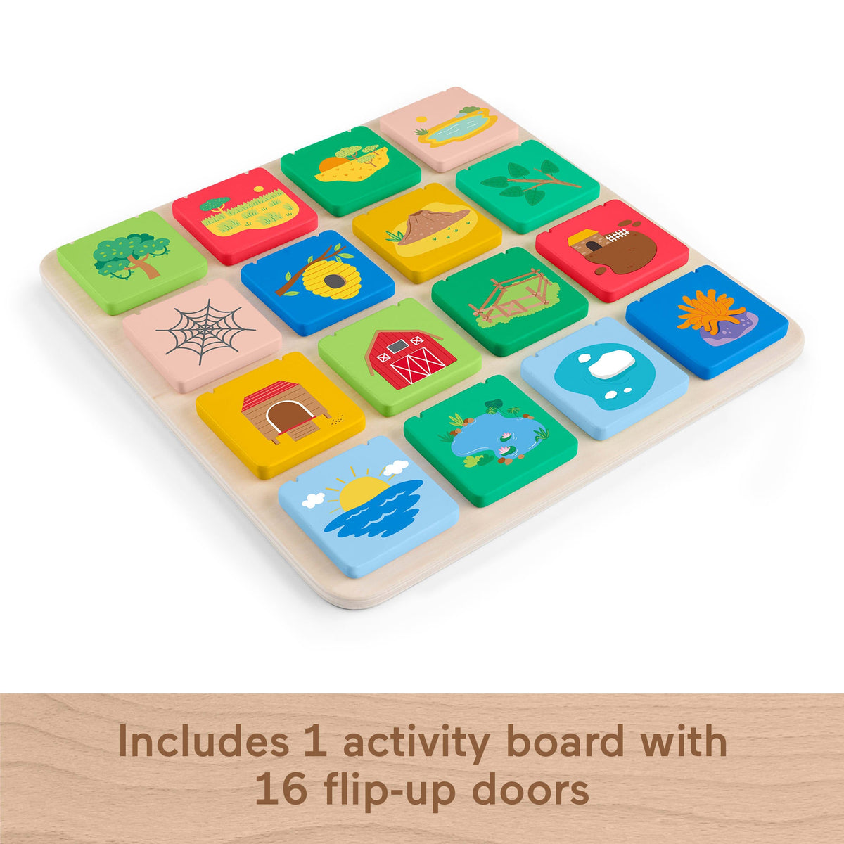 Fisher-Price Wooden Flip & Reveal Busy Activity Board, Learning Toy For Preschool Kids
