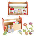 Fisher-Price Tiny Garden Wooden Garden Caddy Pretend Play Set With Tools For Kids, 12 Wood Pieces