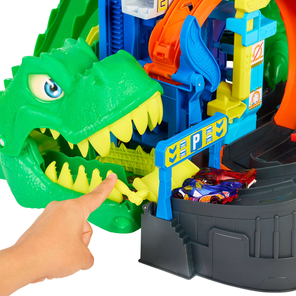 Hot Wheels City-Garage T-Rex Ultime-Garage Avec 2 Véhicules