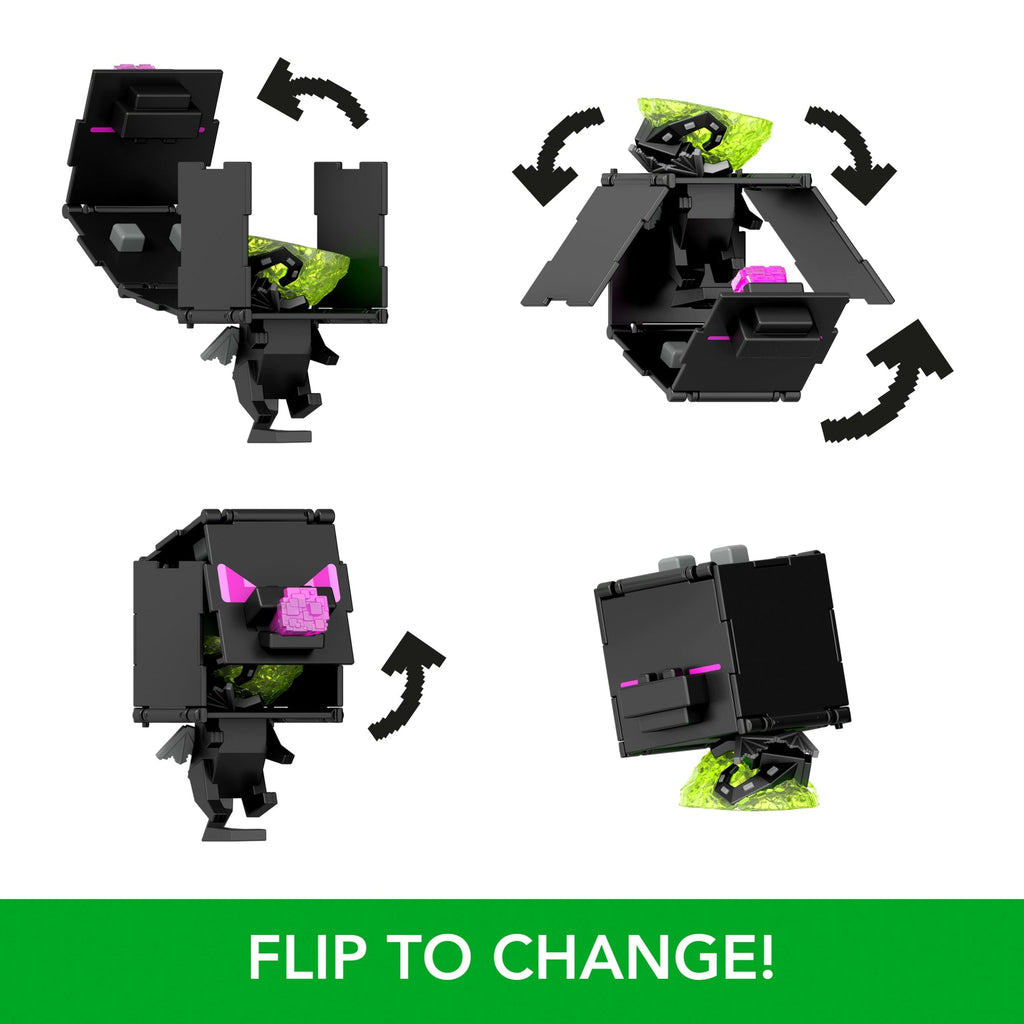 Minecraft Flippin’ Figs 2 Pack Action Figures, 2-in-1 Fidget Play, 3.75-inch Sunny & Ender Dragon