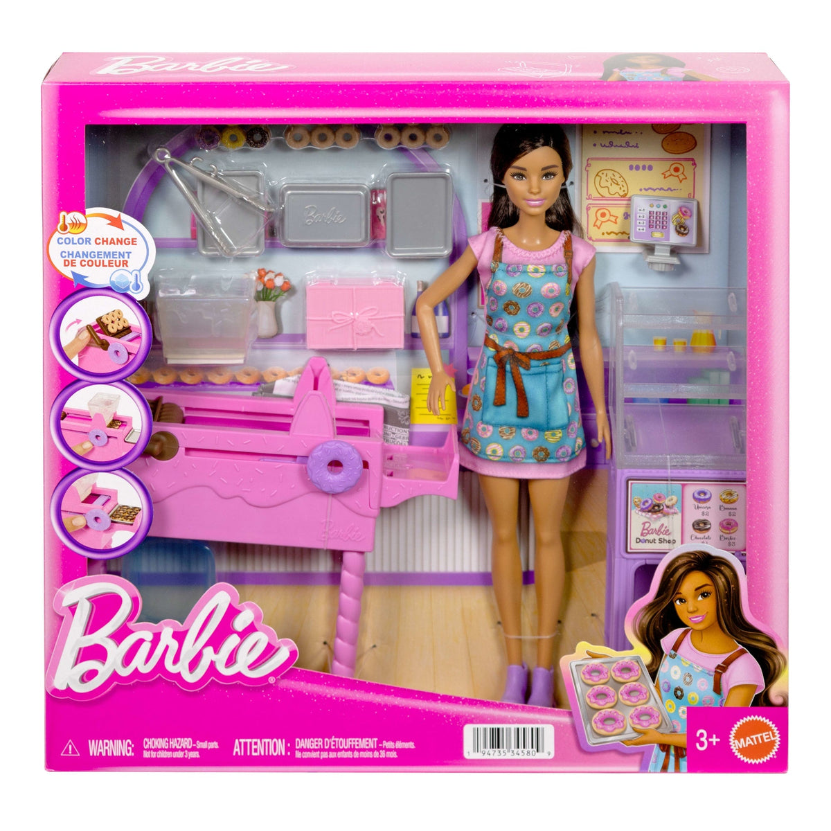 Barbie Careers Donut Shop Playset With Fashion Doll, Conveyor Belt, Accessories & Color-Change