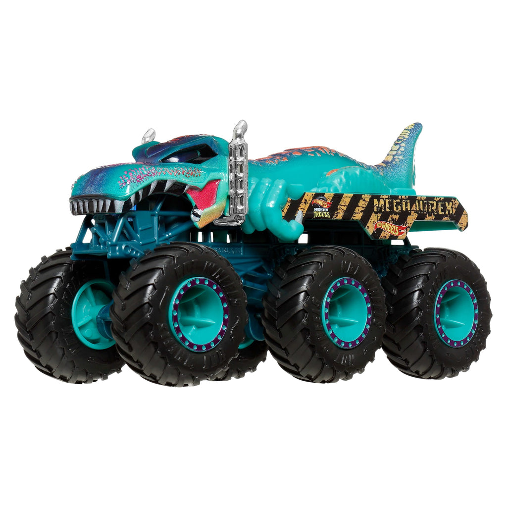 Hot Wheels Monster Trucks Sharks vs Dinos Multipack With 2 Big Rigs, 2 Toy Trucks & 2 Toy Cars