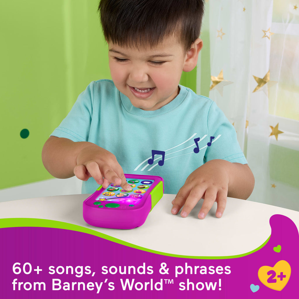 Fisher-Price Barney's World Hey Barney Phone Musical Toddler Toy With Lights For Kids, Multilanguage Version