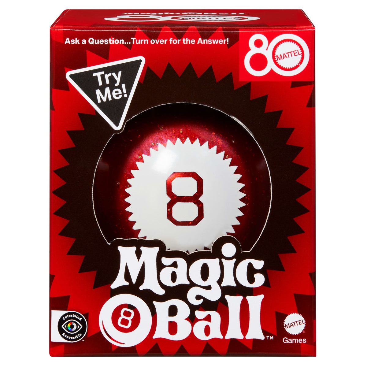 Magic 8 Ball Mattel 80th Anniversary Edition Novelty Game For Kids & Family Night