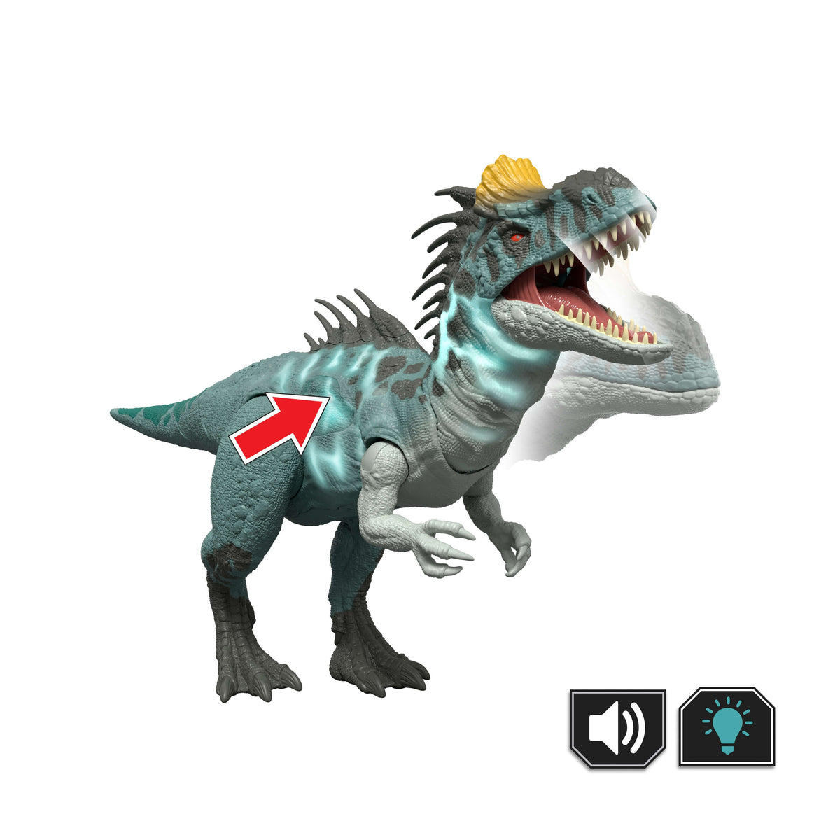Jurassic World Wild Roar Crylophosaurus Dinosaur Action Figure Toy, Attack & Light & Sound