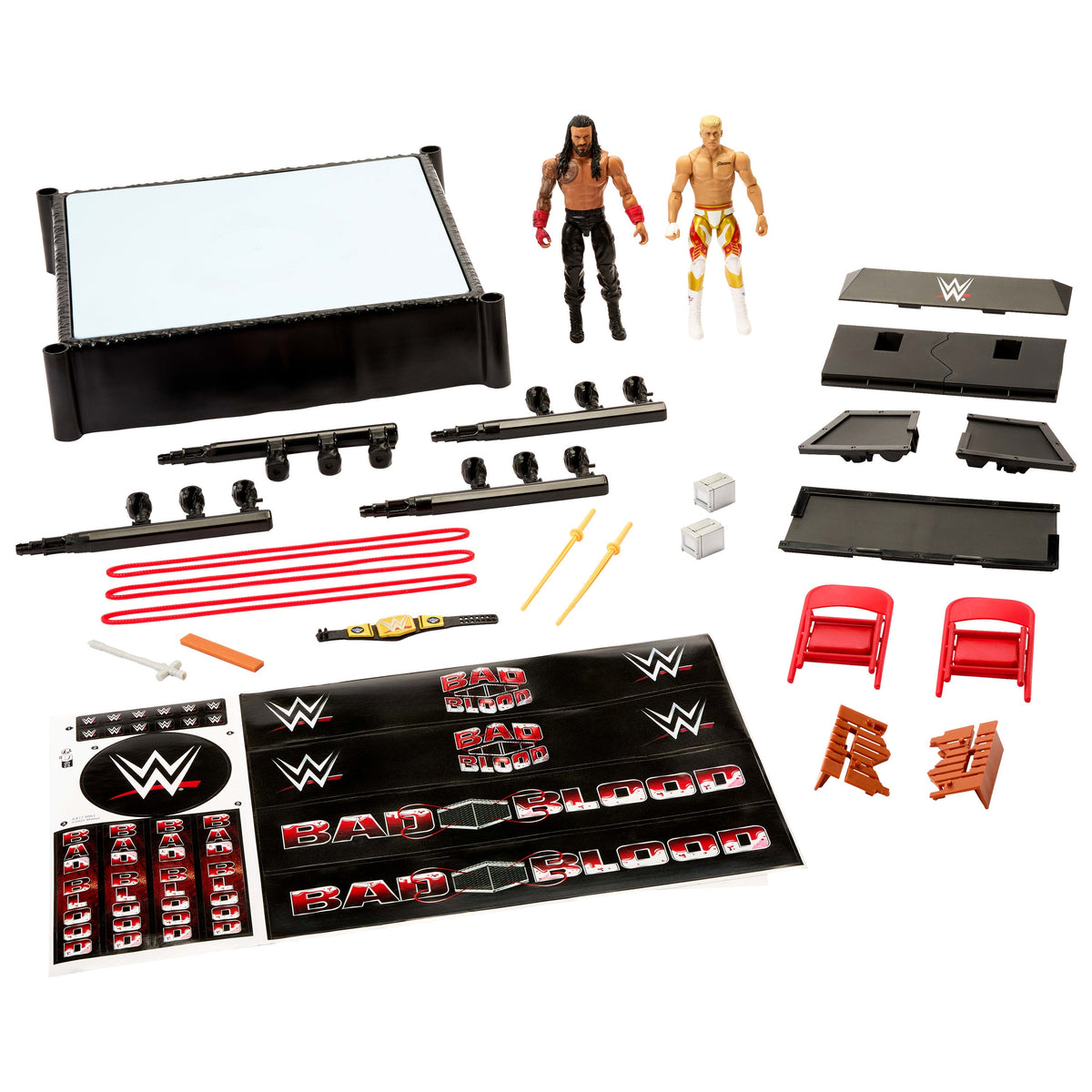 WWE Main EVent Mayhem Playset With 2 Action Figures, Exclusive Ring & Table, Plus 10 Accessories