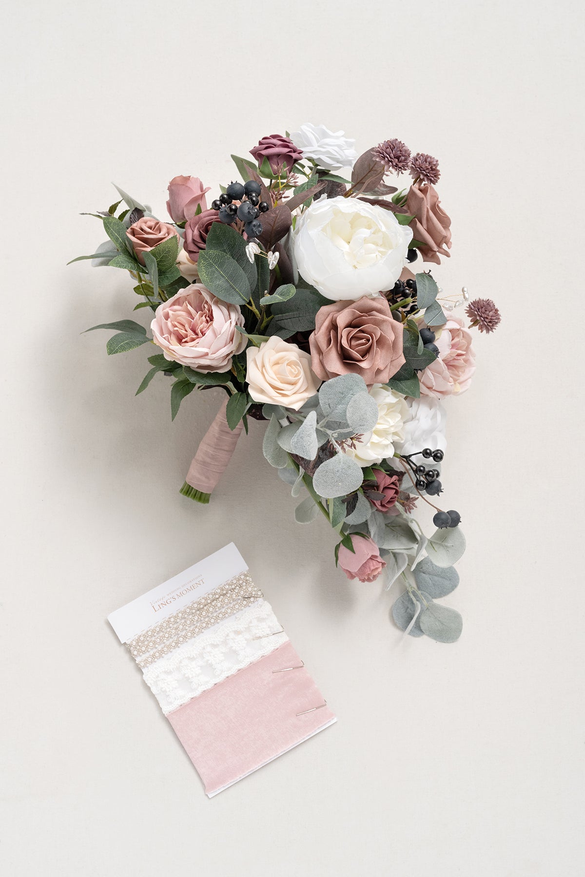Medium Cascade Bridal Bouquet in Dusty Rose & Mauve