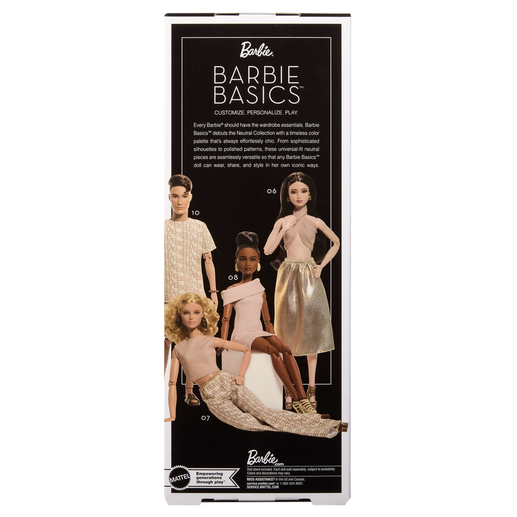 Barbie Basics Collectible Doll, Model 06 With Brunette Hair in Shimmery Golden Skirt & Halter