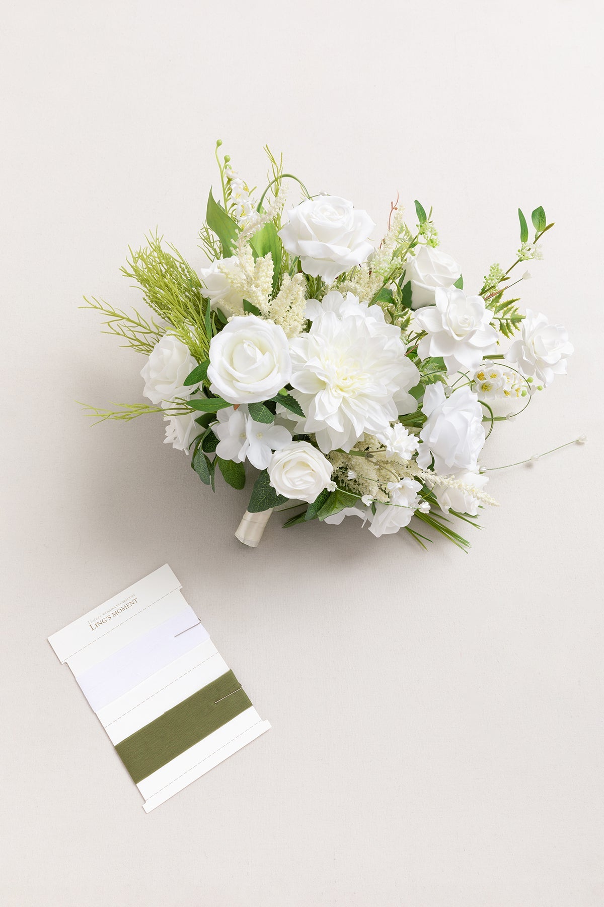Medium Free-Form Bridal Bouquet in Olive & White | Clearance