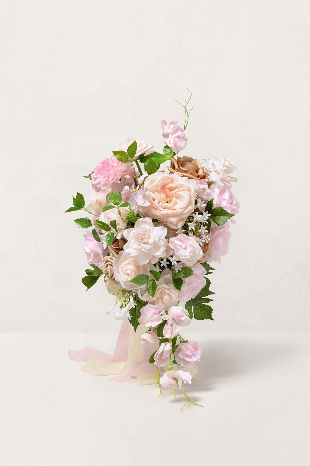 Small Cascade Bridal Bouquet in Powder Pink & Sand Beige