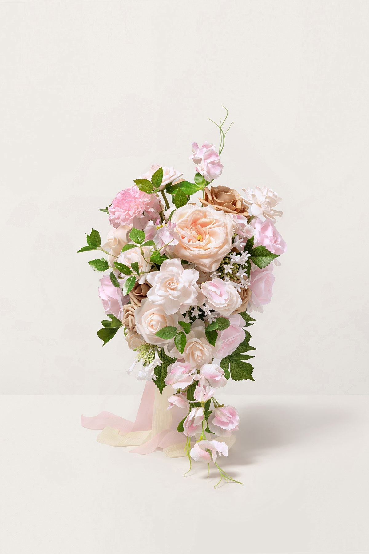 Small Cascade Bridal Bouquet in Powder Pink & Sand Beige