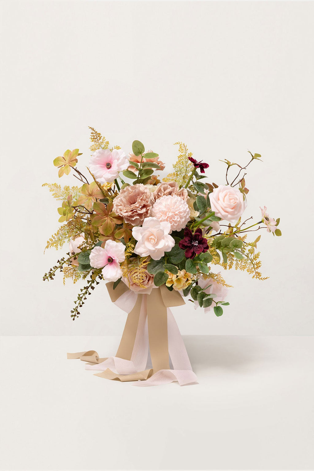 Small Free-Form Bridal Bouquet in Powder Pink & Olive Green | Clearance