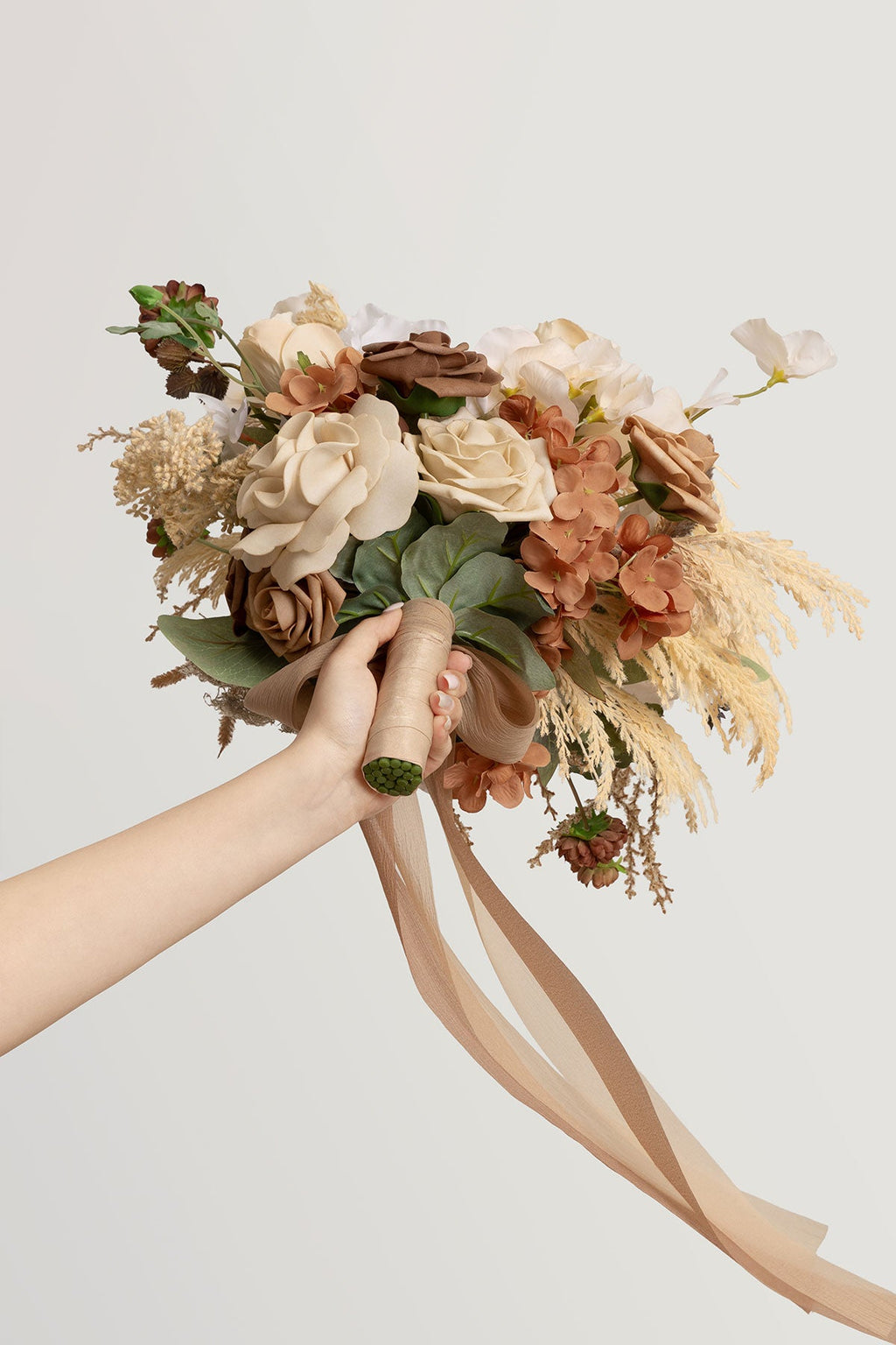 Small Free-Form Bridal Bouquet in Brown & Beige