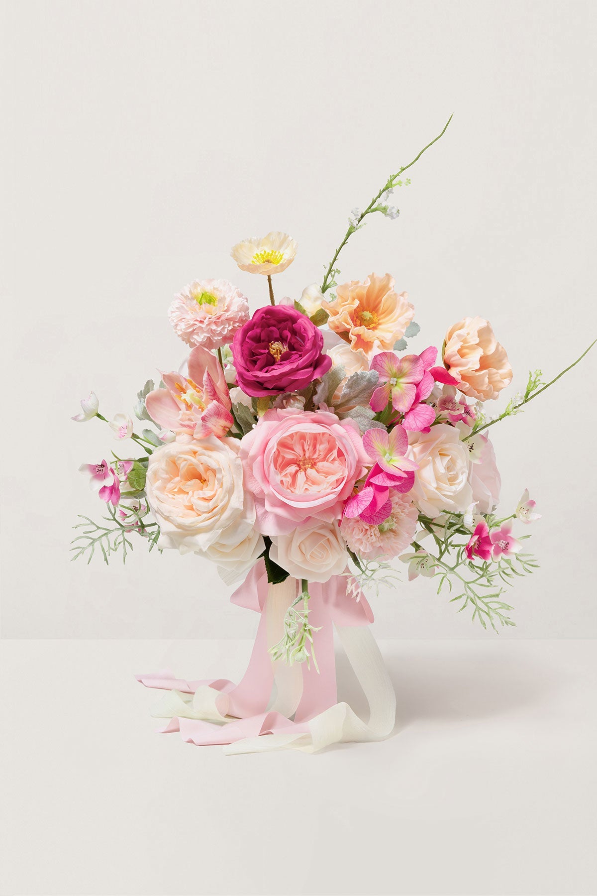 Small Free-Form Bridal Bouquet in Powder Pink & Berry Pink & Cream