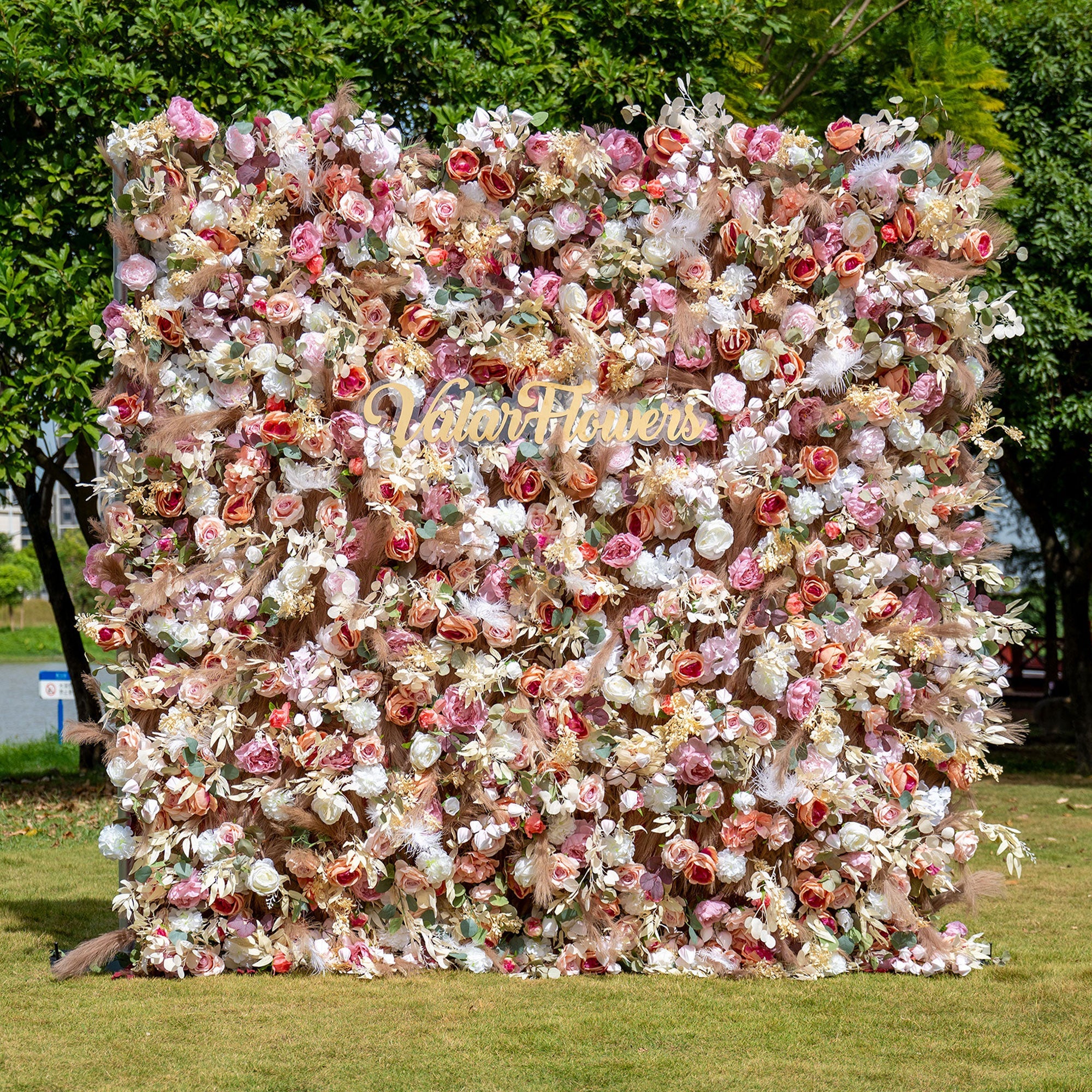 ValarFlowers Luxurious Artificial Flower Wall Backdrop for Wedding & Event Decor VF-327