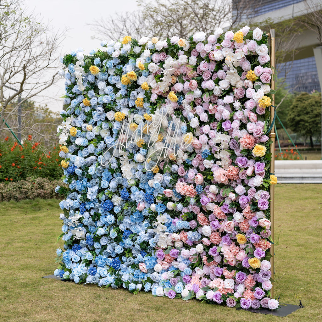 Valar Flowers Rainbow Gradient Bloom Mix Rose Flower Wall Backdrop - VF-830