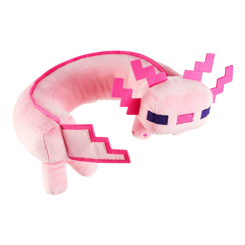 Minecraft Axolotl Neck Pillow, Plush Toy With Sound Feature, Curved To Stay in Place