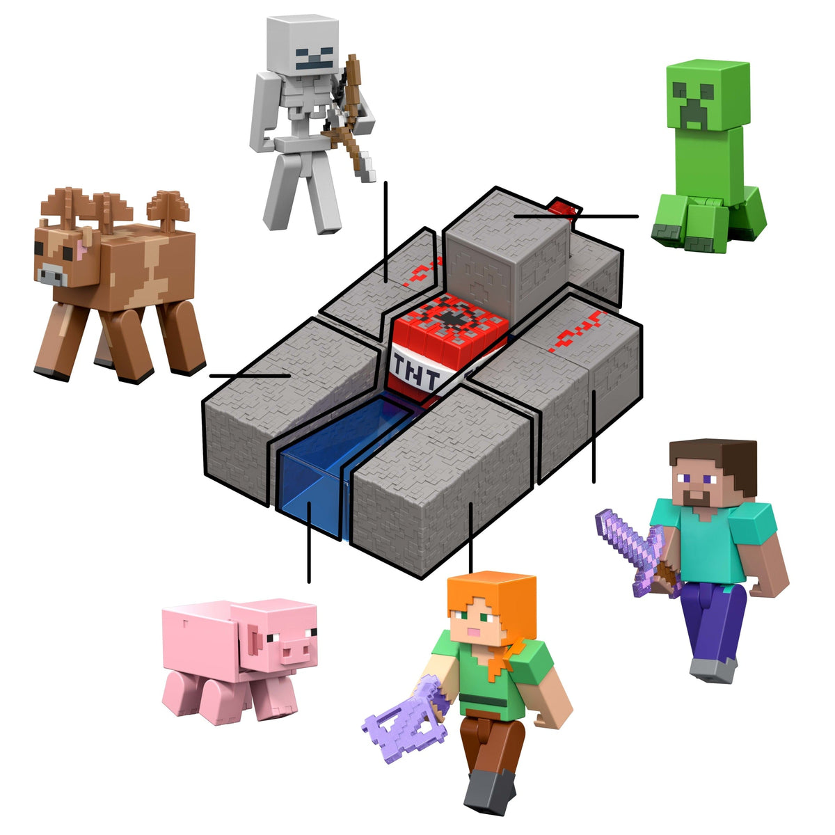 Minecraft Creeper Action Figure & Accessory Set, 3.25-Inch Scale Collectible Toy With Building Piece