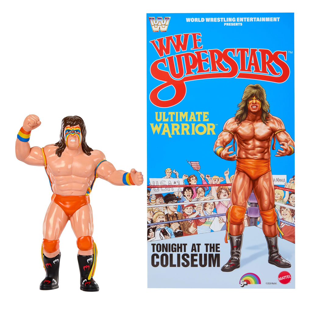 Ljn WWE Superstars Ultimate Warrior Action Figure, 1980s Retro 8-inch Collectible Toy
