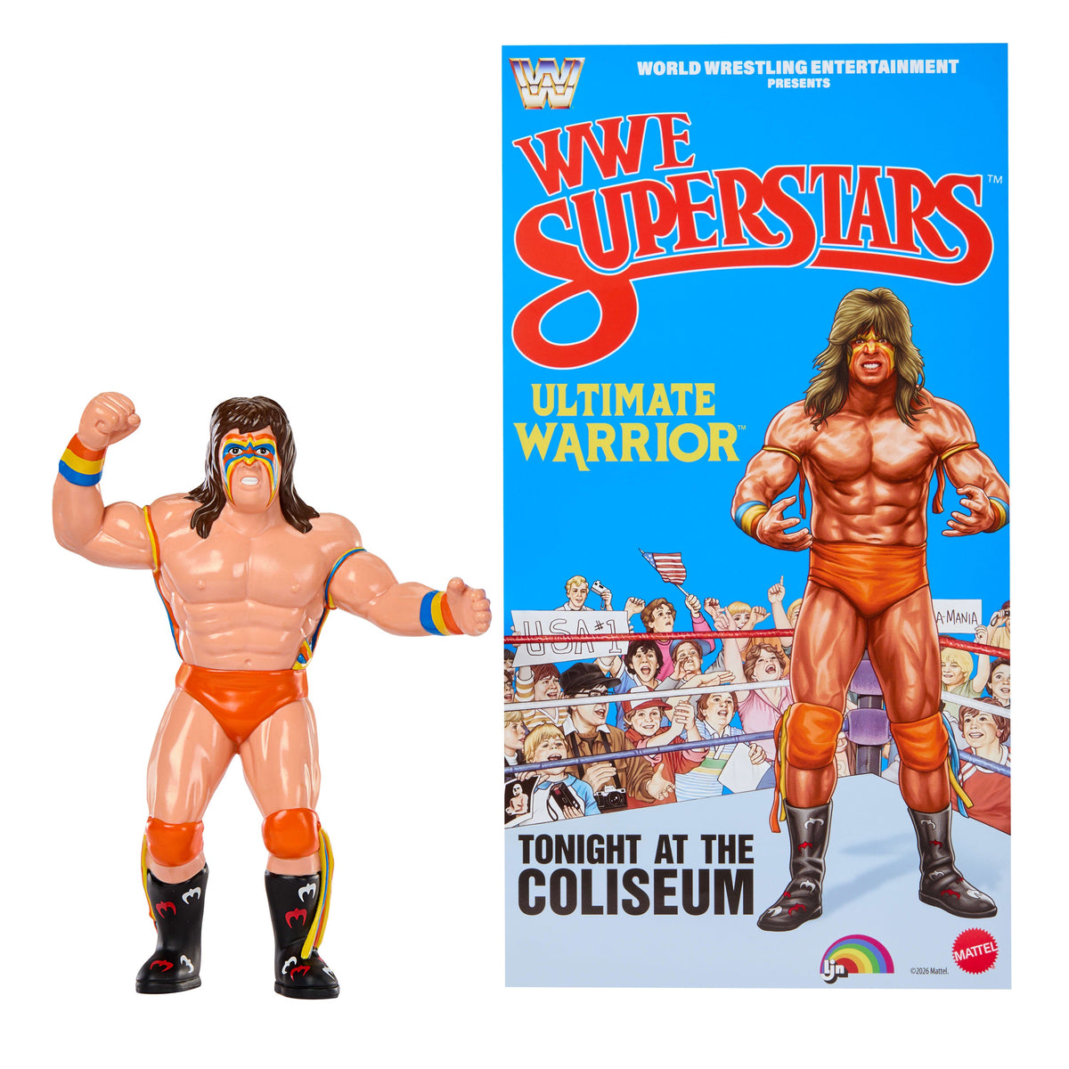 Ljn WWE Superstars Ultimate Warrior Action Figure, 1980s Retro 8-inch Collectible Toy