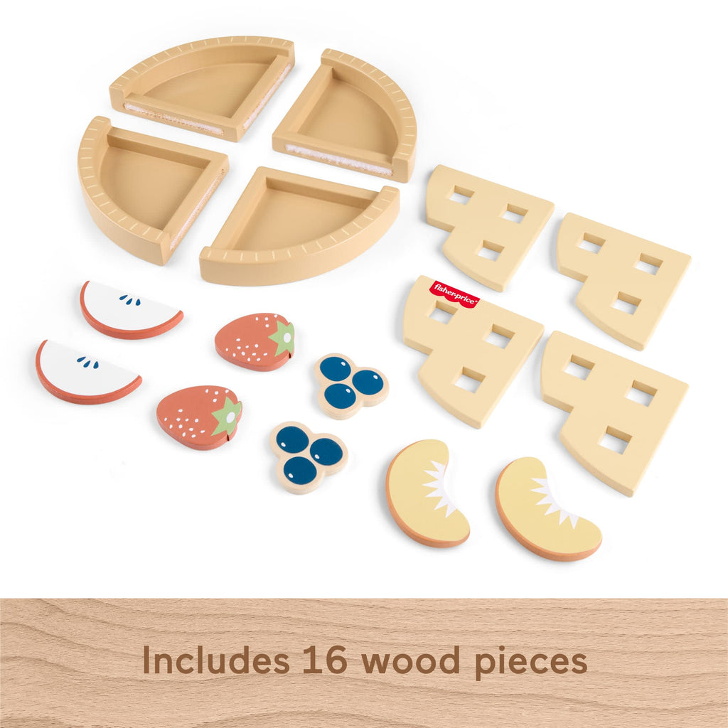 Fisher-Price Tiny Garden Wooden Fruit Pie, Pretend Food Puzzle Set For Kids, 16 Wood Pieces