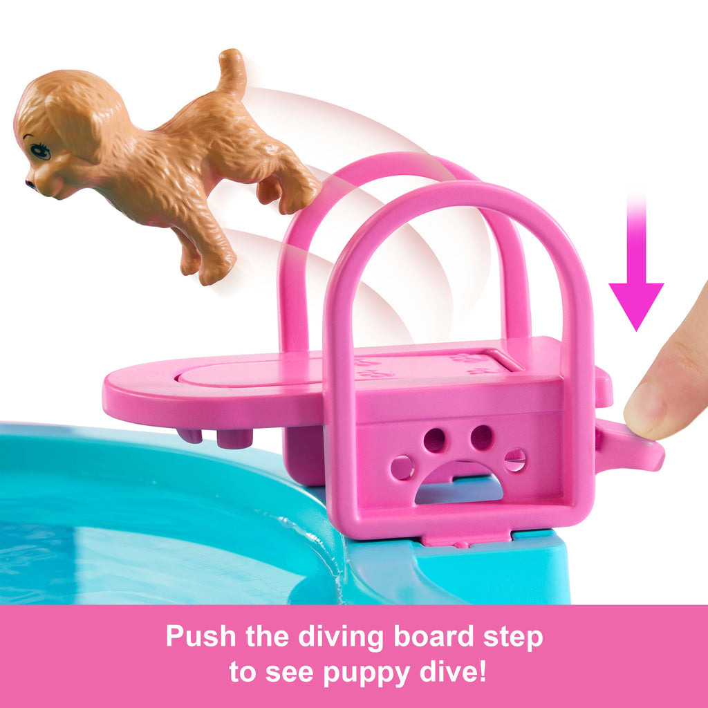 Barbie Dream Pool Playset With Slide & Bubbling Hot Tub, 20+ Accessories Including Pet, Floaties & More