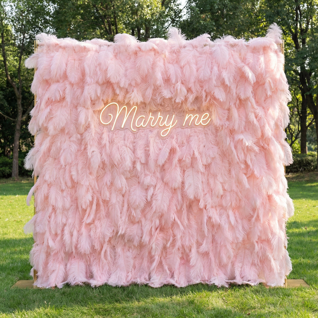 ValarFlowers Blush Pink Artificial Feather Backdrop: Luxe Plume Display with 7+ Color Options & Custom Services. DIY Photo Booth Decoration-VF-164-Blush Pink