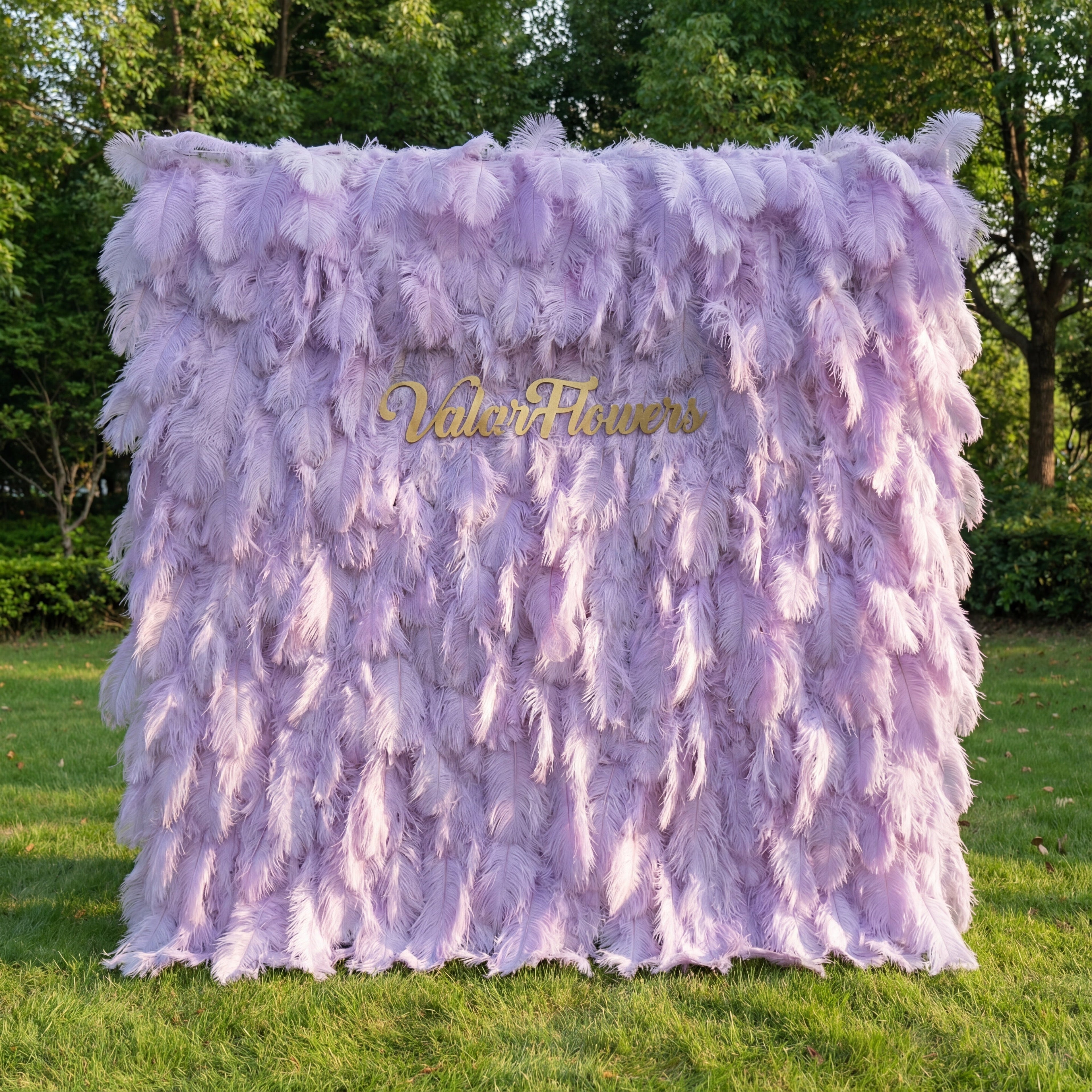 ValarFlowers Lavender Artificial Feather Backdrop: Luxe Plume Display with 7+ Color Options & Custom Services-VF-164-Lavender