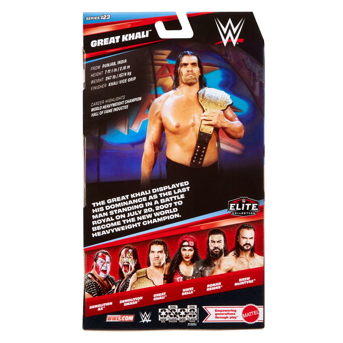 WWE Elite Great Khali Smash Action Figure, Series #123 Set, 6-Inch Collectible With Accessories