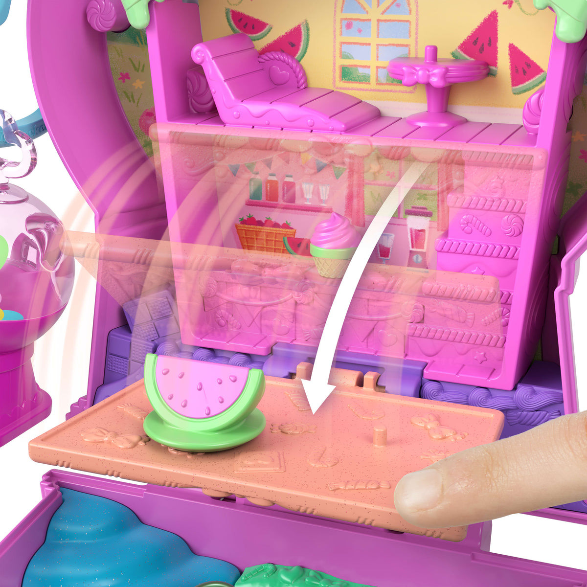 Polly Pocket Conjunto de Brinquedo Compacto Gatinho Máquina de Chicletes