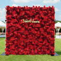 Valar Flowers Roll Up Fabric Artificial Flower Wall Crimson Coronation: A Regal Array of Red Roses Radiating Romance and Reverence-VF-172