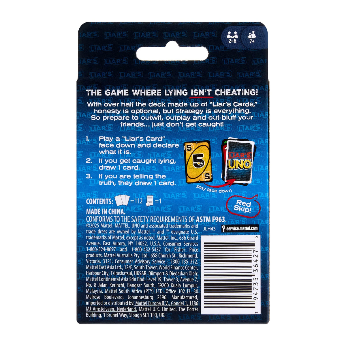 Liar’S Uno Jeu de Cartes