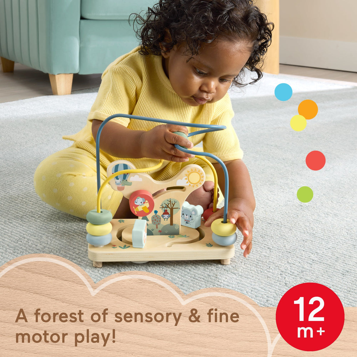 Fisher-Price Wooden Bead Maze, Animal-Themed Baby & Toddler Fine Motor Activity Toy