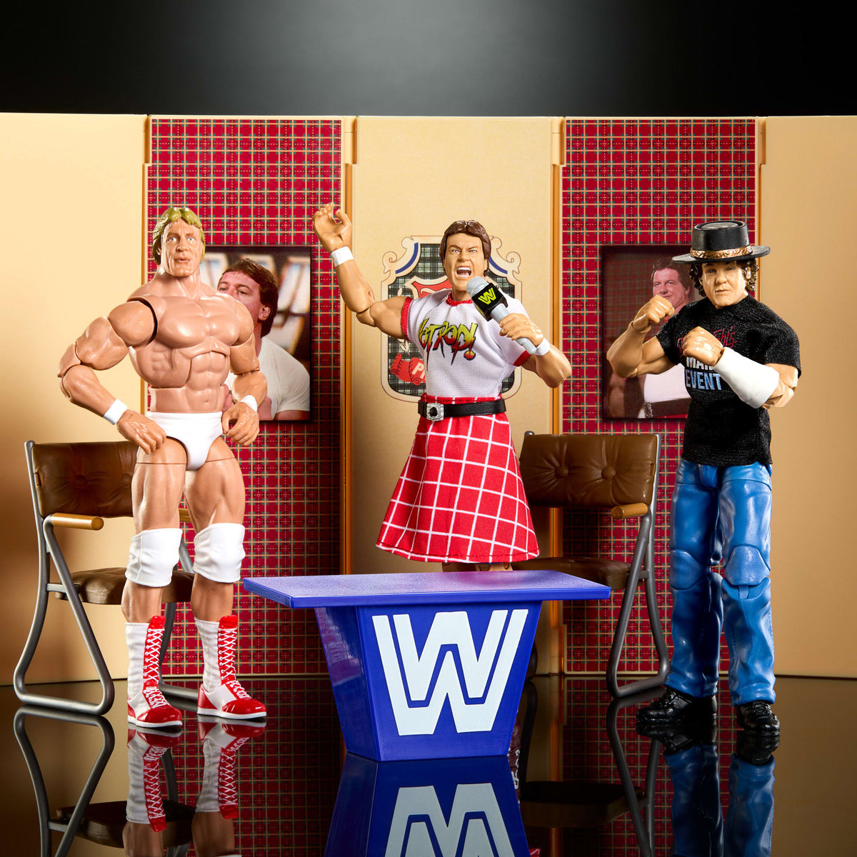 WWE Elite Collection Piper's Pit Set Of 3 Collectible 6-Inch Action Figures & Accessories