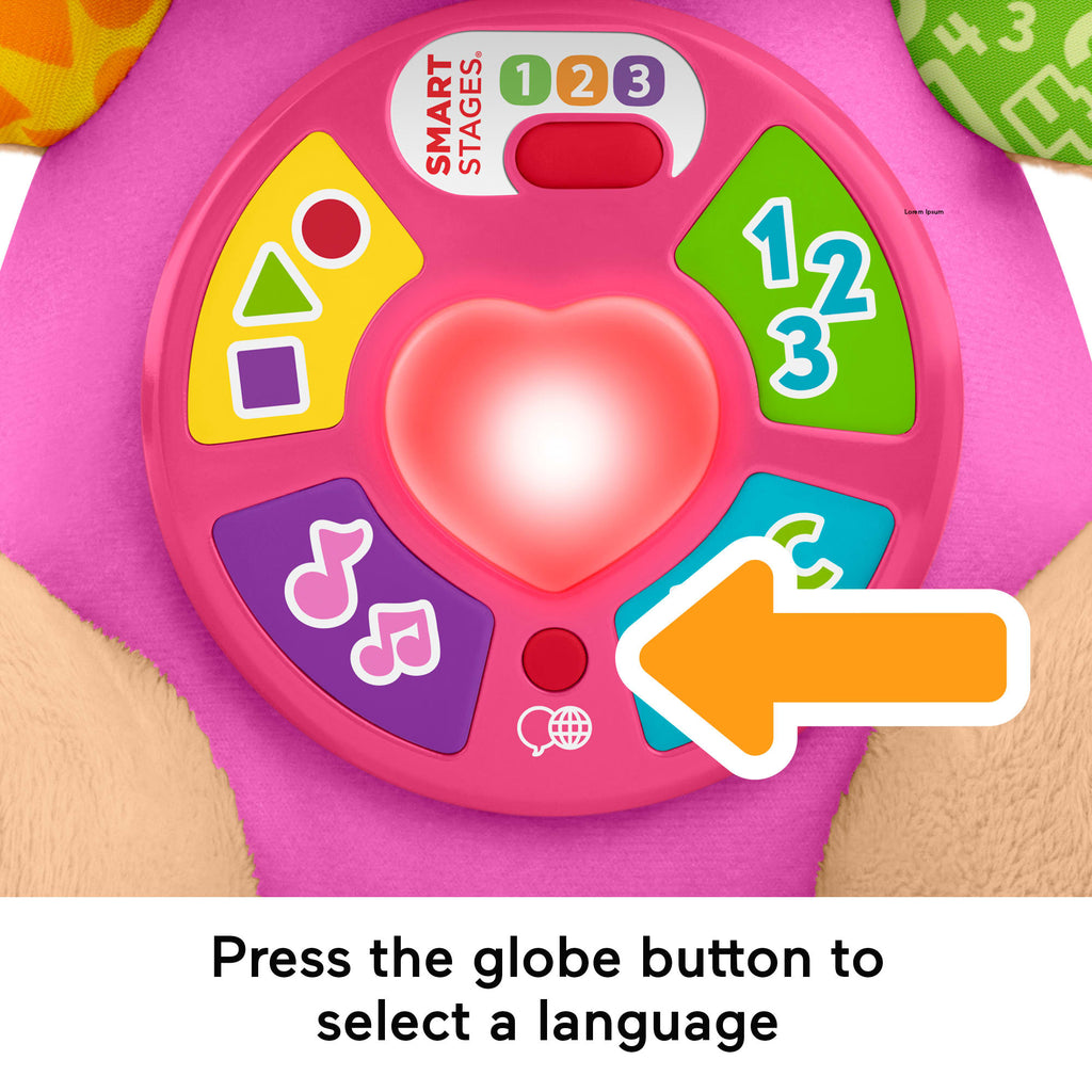 Fisher-Price Laugh & Learn Smart Stages Sis Pink Plush Baby Musical Learning Toy, Multilanguage Version