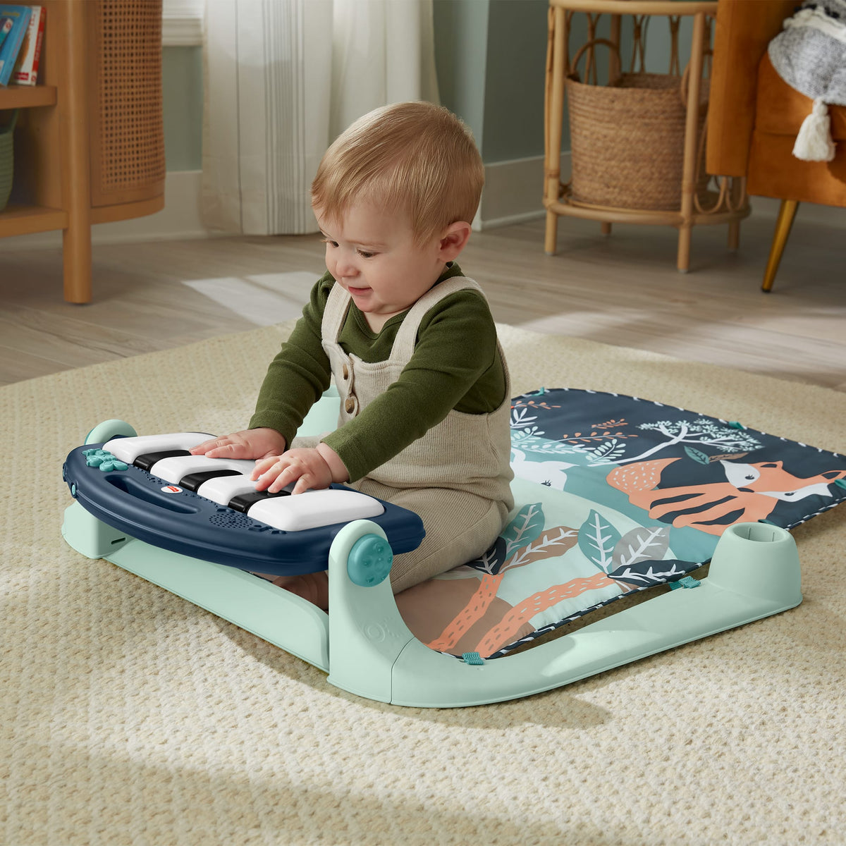 Fisher-Price Tapis Piano Tapis D’Éveil Thème Animaux de La Forêt